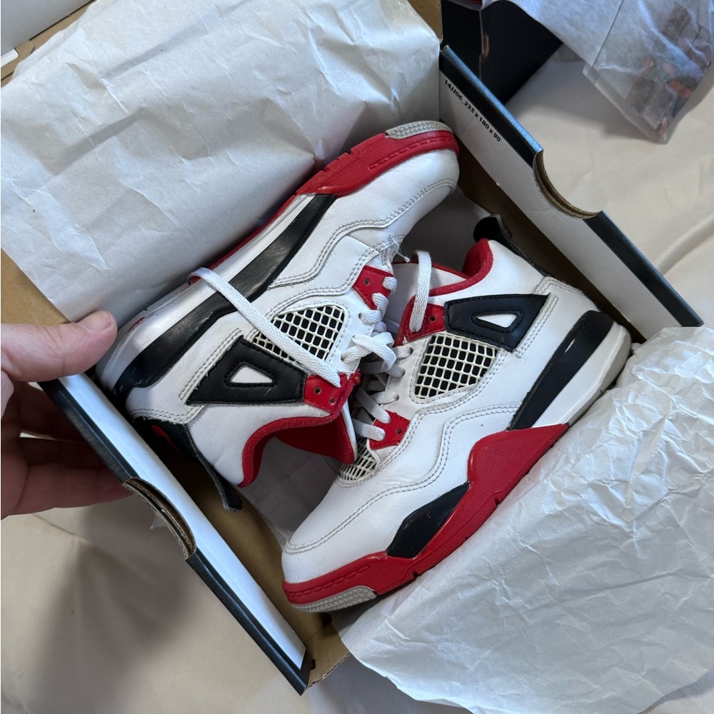 Jordan 4 Retro PS in White, Red, and Black 13c